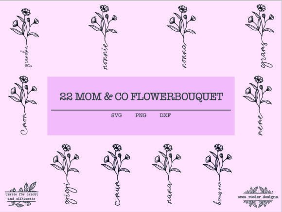 22 Botanical Mama Nana Flower Bundle: Graphics for Crafts