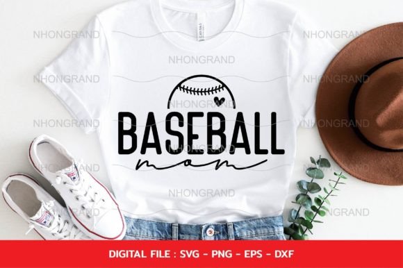 Minimal Baseball Mom Sport Heart: Graphics for Crafts